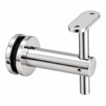 Fixed Glass Mounted Handrail Bracket — Reflective silver appearance concept