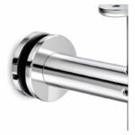 Fixed Glass Mounted Handrail Bracket — Reflective silver appearance concept