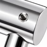 Fixed Glass Mounted Handrail Bracket — Reflective silver appearance concept