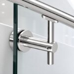 Fixed Glass Mounted Handrail Bracket — Reflective silver appearance concept