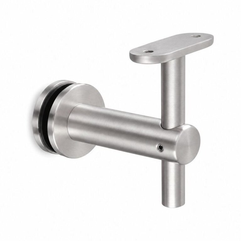 Fixed Glass Mounted Handrail Bracket — Satin silver appearance concept