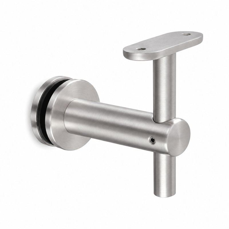 Fixed Glass Mounted Handrail Bracket — Satin silver appearance concept