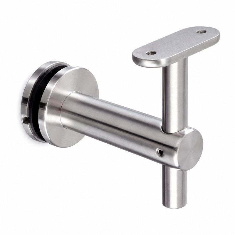 Fixed Glass Mounted Handrail Bracket — Satin silver appearance concept