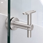 Fixed Glass Mounted Handrail Bracket — Satin silver appearance concept