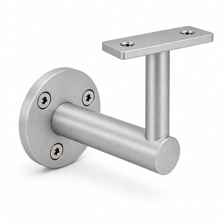 Rectangular Flat Saddle Handrail Bracket — Matte silver appearance concept