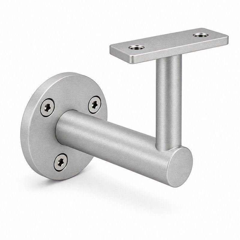 Rectangular Flat Saddle Handrail Bracket — Matte silver appearance concept