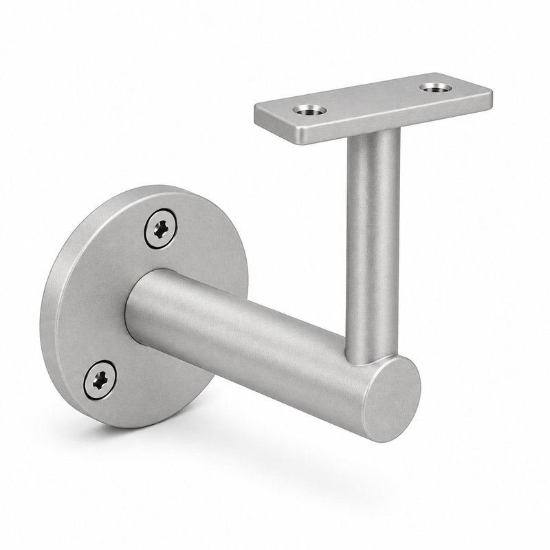 Rectangular Flat Saddle Handrail Bracket — Matte silver appearance concept