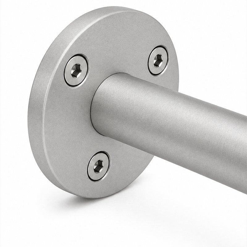 Rectangular Flat Saddle Handrail Bracket — Matte silver appearance concept