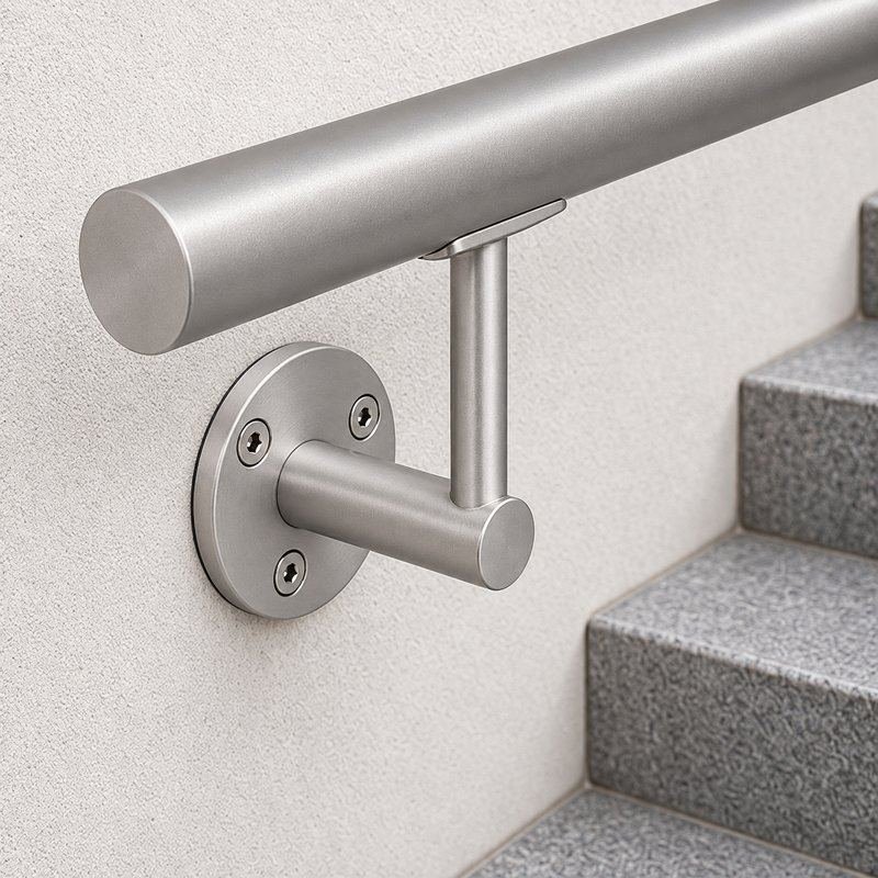 Rectangular Flat Saddle Handrail Bracket — Matte silver appearance concept