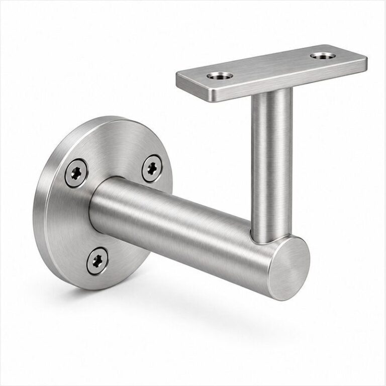 Rectangular Flat Saddle Handrail Bracket — Fine-brushed silver appearance concept