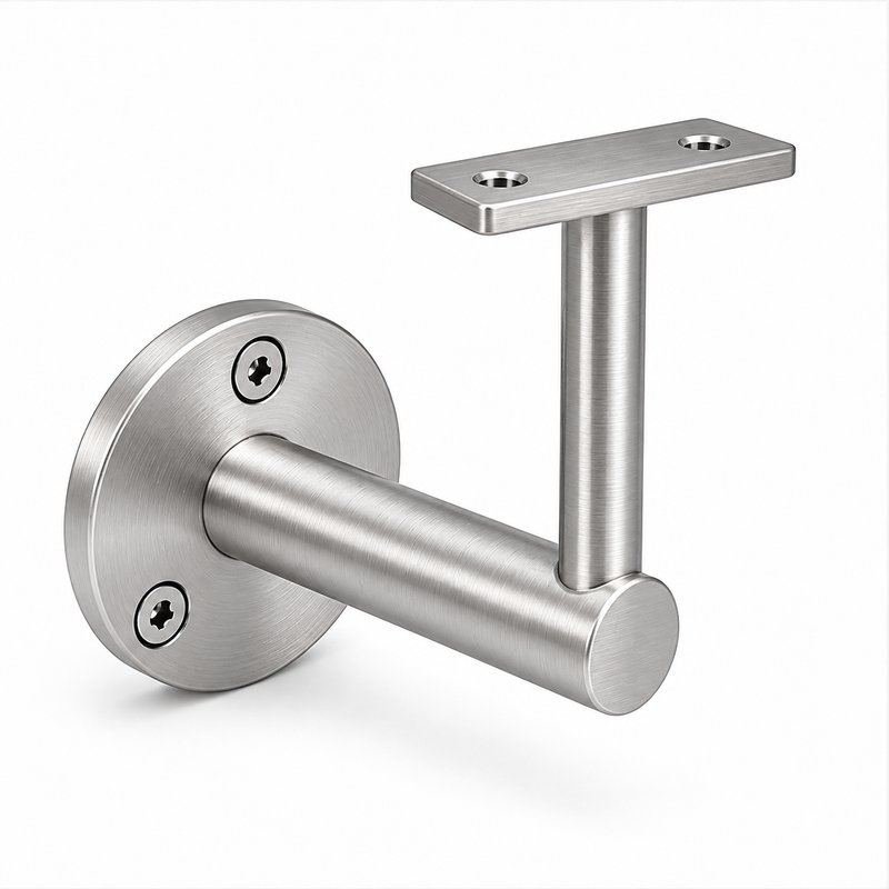 Rectangular Flat Saddle Handrail Bracket — Fine-brushed silver appearance concept