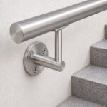 Rectangular Flat Saddle Handrail Bracket — Fine-brushed silver appearance concept