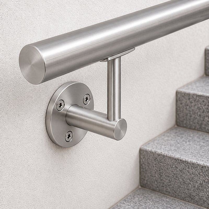 Rectangular Flat Saddle Handrail Bracket — Fine-brushed silver appearance concept