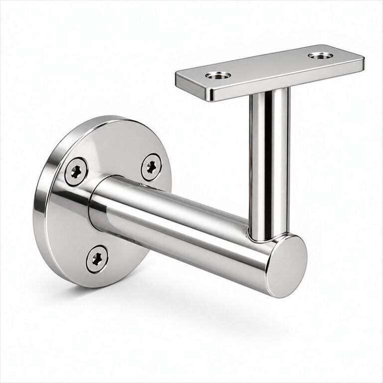 Rectangular Flat Saddle Handrail Bracket — Reflective silver appearance concept