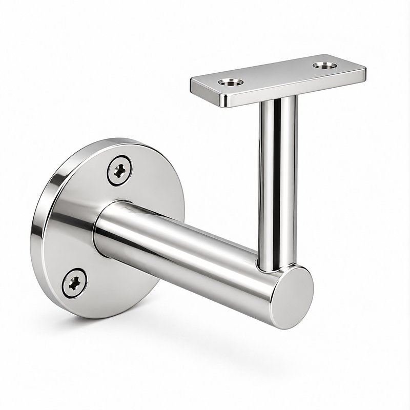 Rectangular Flat Saddle Handrail Bracket — Reflective silver appearance concept