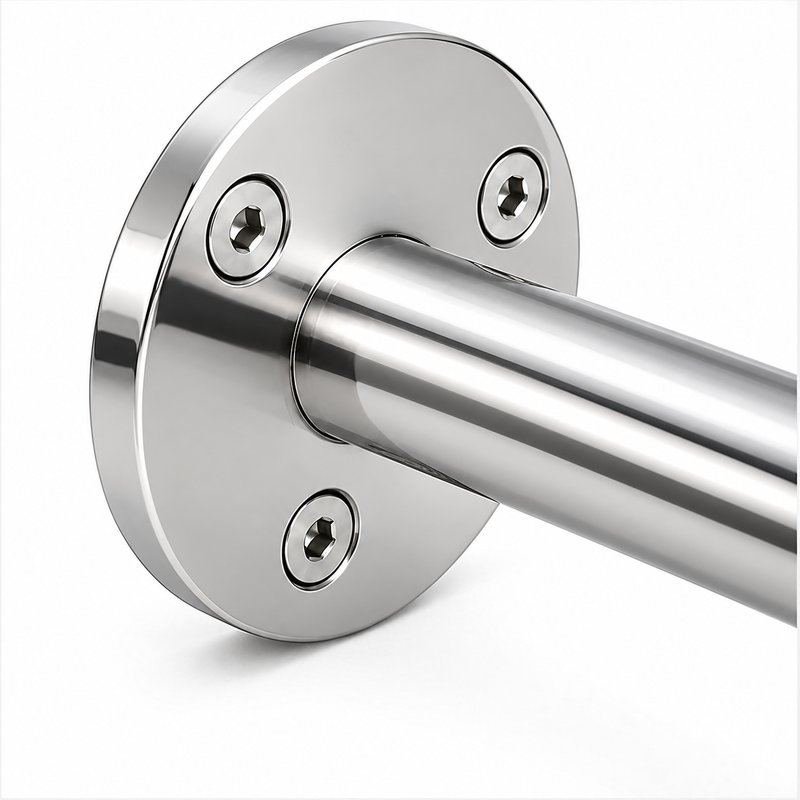 Rectangular Flat Saddle Handrail Bracket — Reflective silver appearance concept