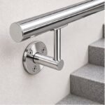 Rectangular Flat Saddle Handrail Bracket — Reflective silver appearance concept