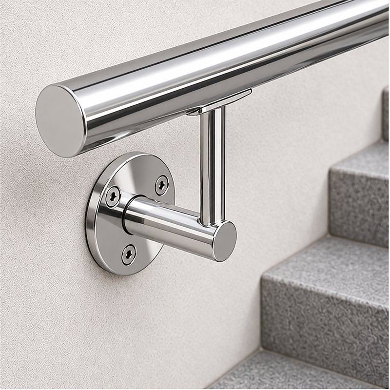 Rectangular Flat Saddle Handrail Bracket — Reflective silver appearance concept