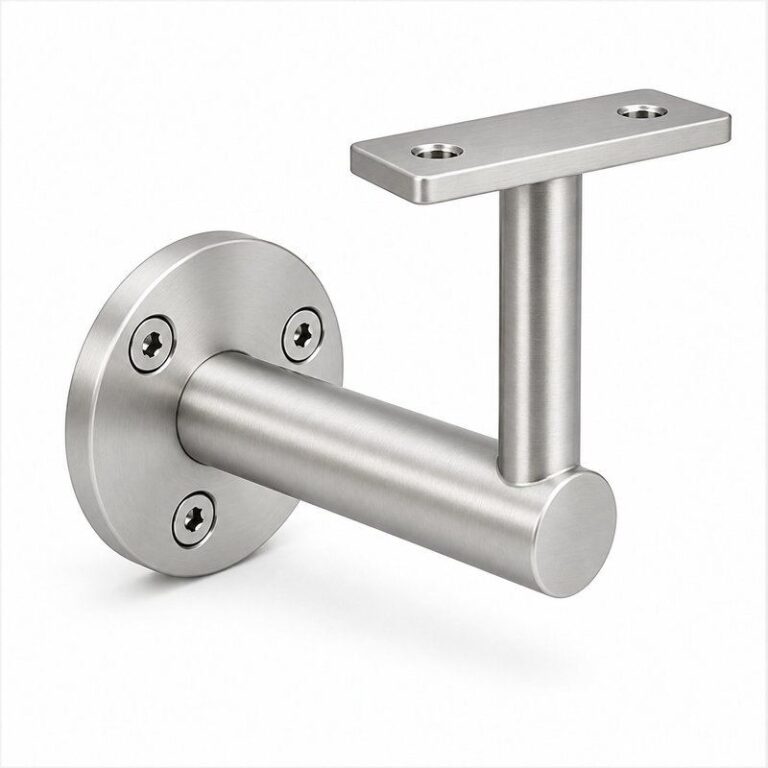 Rectangular Flat Saddle Handrail Bracket — Satin silver appearance concept