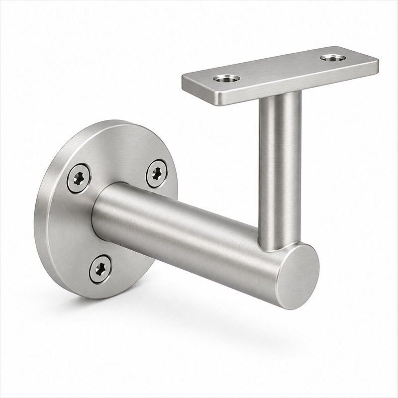 Rectangular Flat Saddle Handrail Bracket — Satin silver appearance concept