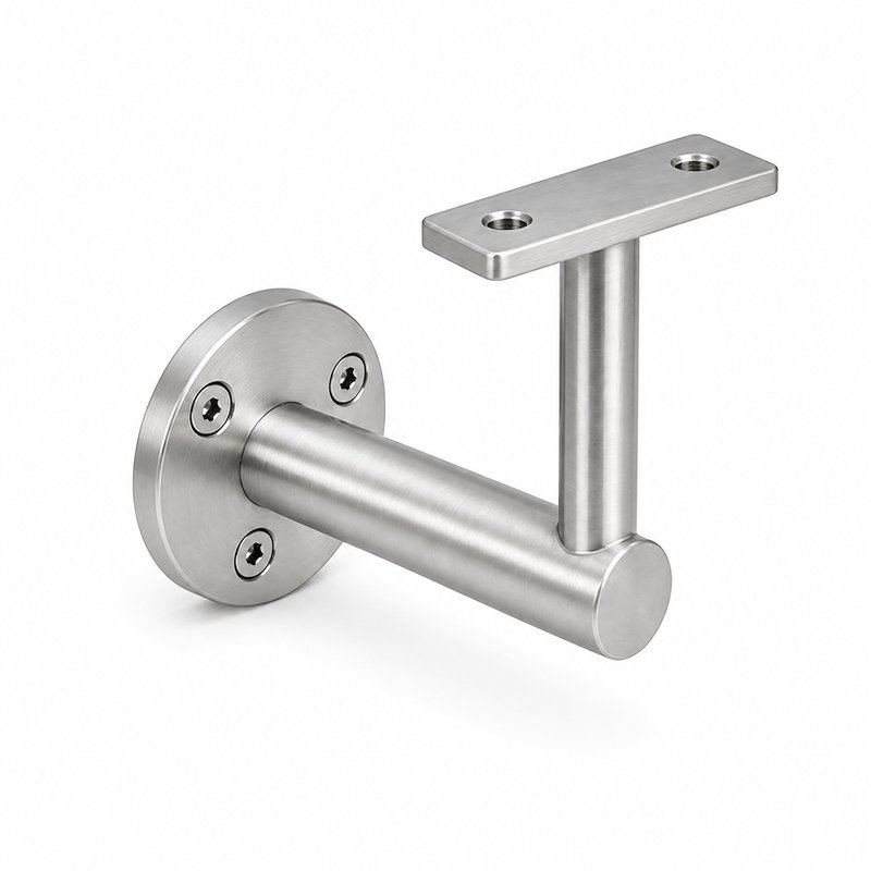 Rectangular Flat Saddle Handrail Bracket — Satin silver appearance concept
