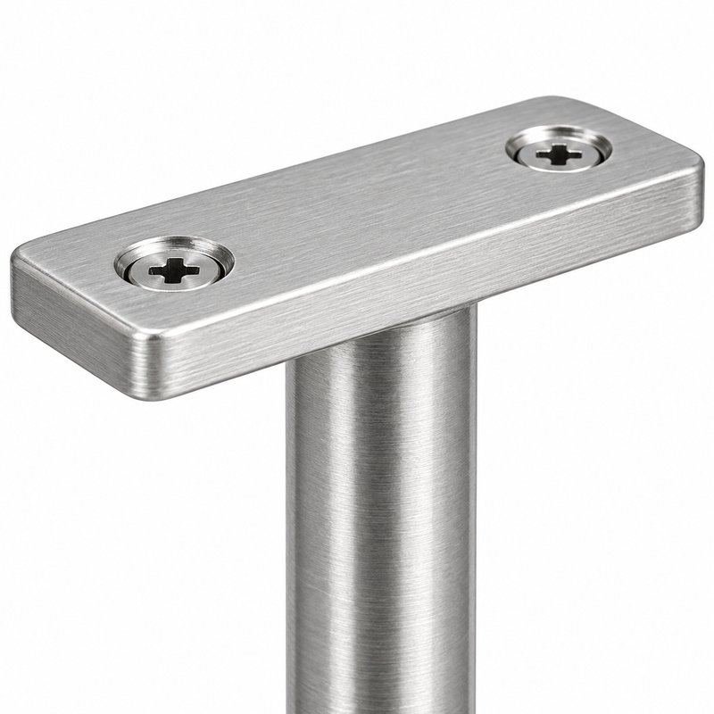 Rectangular Flat Saddle Handrail Bracket — Satin silver appearance concept