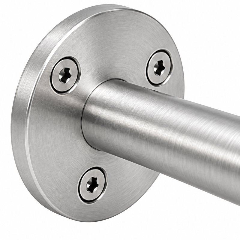 Rectangular Flat Saddle Handrail Bracket — Satin silver appearance concept