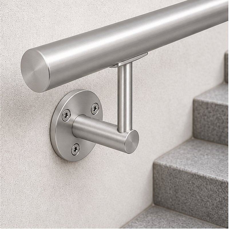 Rectangular Flat Saddle Handrail Bracket — Satin silver appearance concept