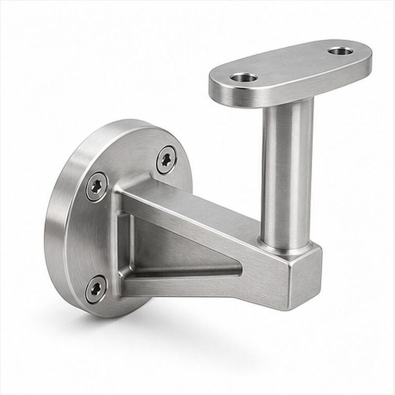 Gusseted Wall Handrail Bracket — Reference silver appearance