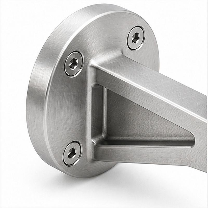 Gusseted Wall Handrail Bracket — Reference silver appearance