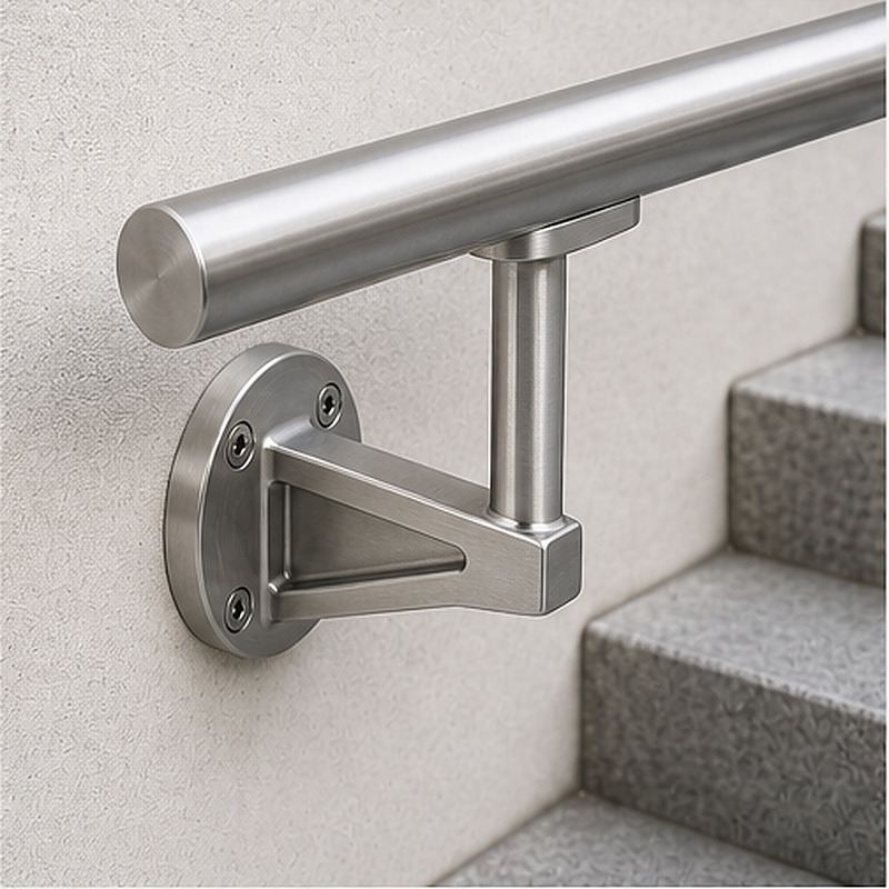 Gusseted Wall Handrail Bracket — Reference silver appearance