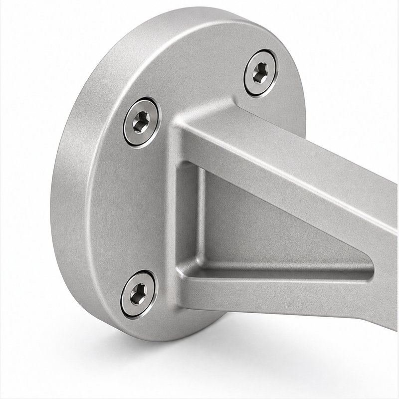Gusseted Wall Handrail Bracket — Matte silver appearance concept