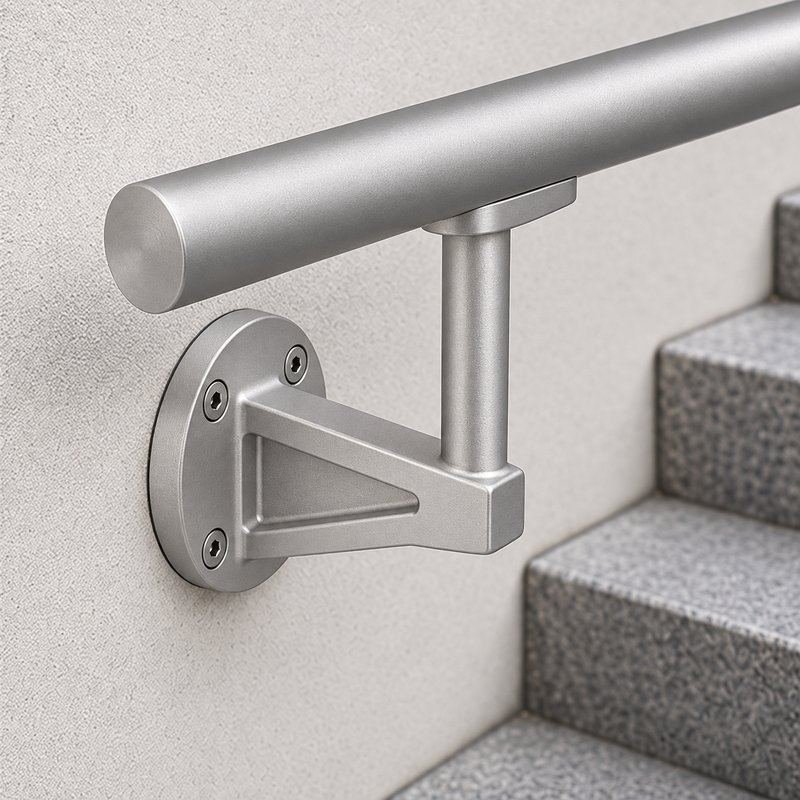 Gusseted Wall Handrail Bracket — Matte silver appearance concept