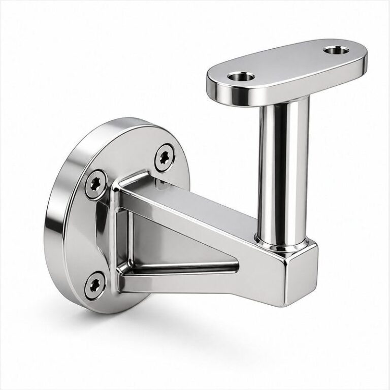 Gusseted Wall Handrail Bracket — Reflective silver appearance concept