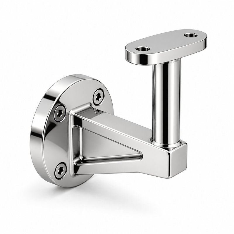 Gusseted Wall Handrail Bracket — Reflective silver appearance concept