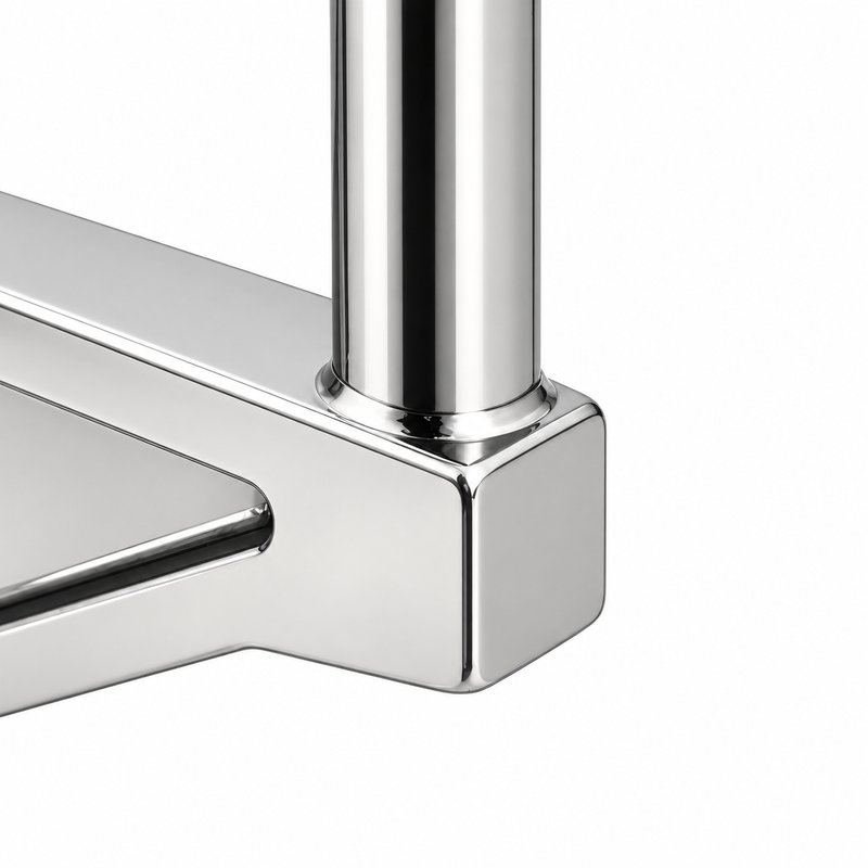 Gusseted Wall Handrail Bracket — Reflective silver appearance concept