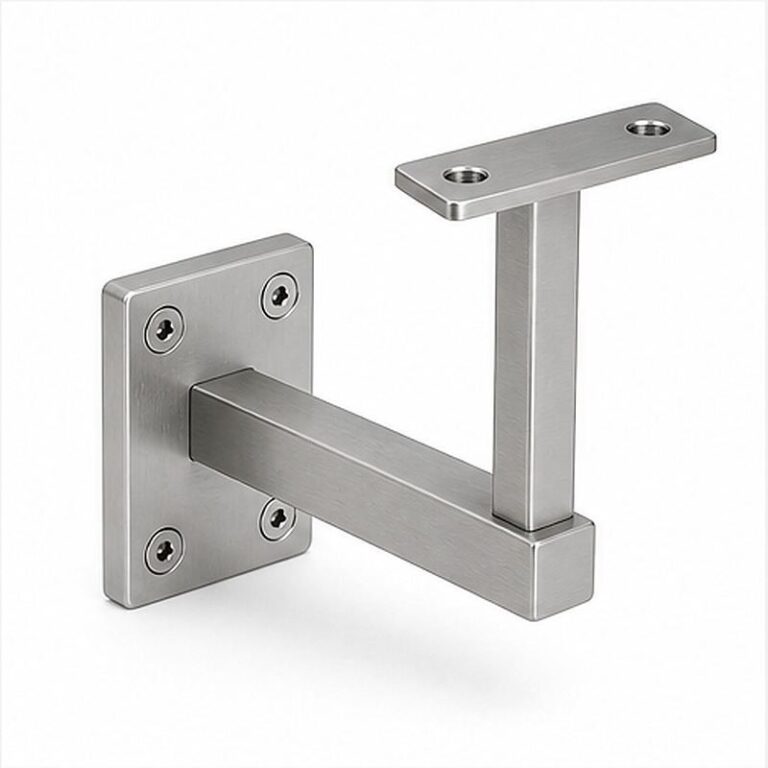 Rectangular Wall Plate Handrail Bracket — Reference silver appearance