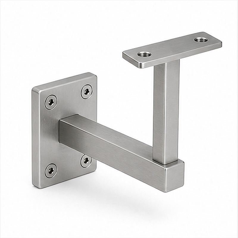 Rectangular Wall Plate Handrail Bracket — Reference silver appearance