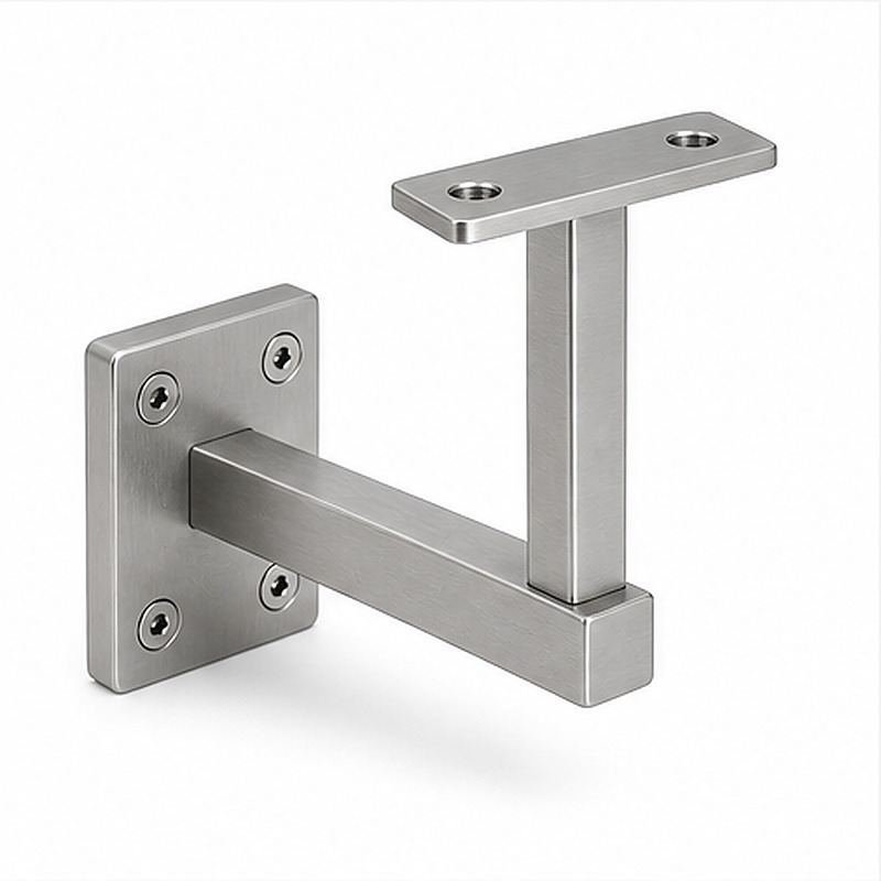 Rectangular Wall Plate Handrail Bracket — Reference silver appearance