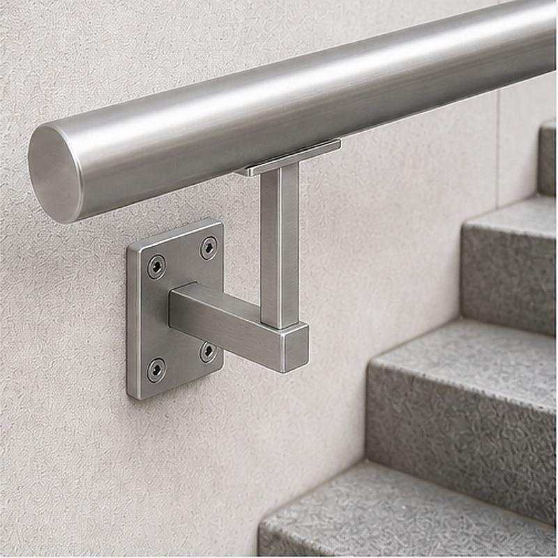 Rectangular Wall Plate Handrail Bracket — Reference silver appearance