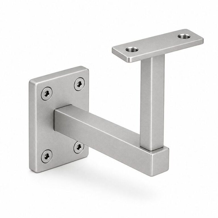 Rectangular Wall Plate Handrail Bracket — Matte silver appearance concept