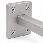 Rectangular Wall Plate Handrail Bracket — Matte silver appearance concept