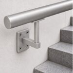 Rectangular Wall Plate Handrail Bracket — Matte silver appearance concept