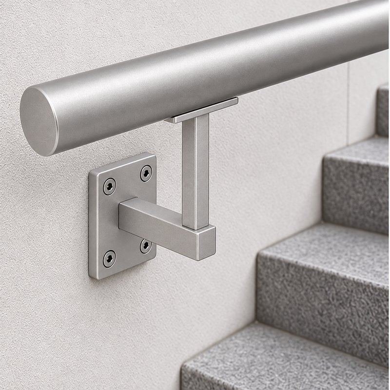 Rectangular Wall Plate Handrail Bracket — Matte silver appearance concept