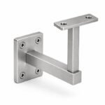 Rectangular Wall Plate Handrail Bracket — Fine-brushed silver appearance concept