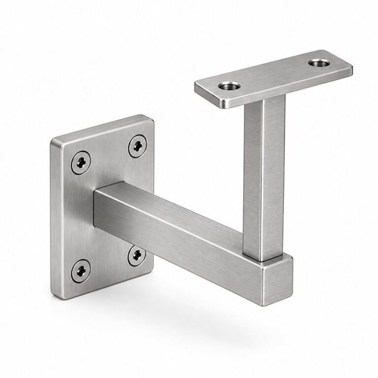 Rectangular Wall Plate Handrail Bracket — Fine-brushed silver appearance concept