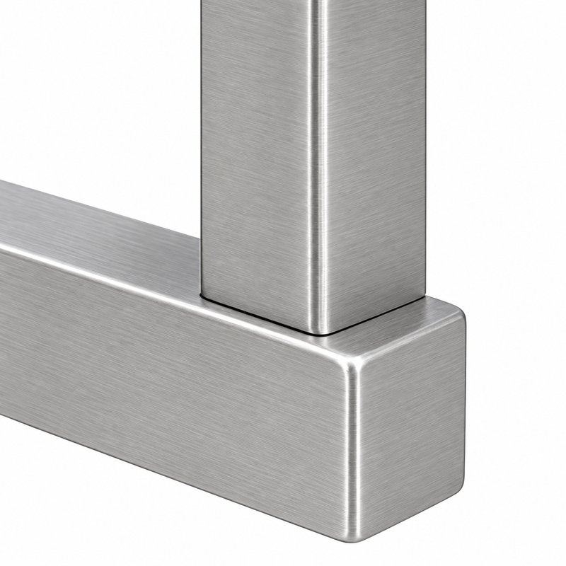 Rectangular Wall Plate Handrail Bracket — Fine-brushed silver appearance concept