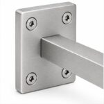 Rectangular Wall Plate Handrail Bracket — Fine-brushed silver appearance concept