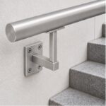 Rectangular Wall Plate Handrail Bracket — Fine-brushed silver appearance concept