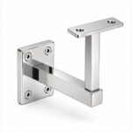 Rectangular Wall Plate Handrail Bracket — Reflective silver appearance concept